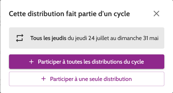 pop up cycle de distribution